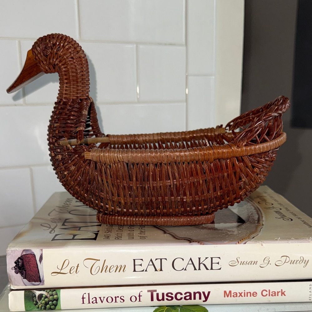 Wicker Duck Basket - Brown Rattan